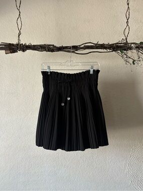 Zara Black Pleated Mini Skirt with Drawstring Waist